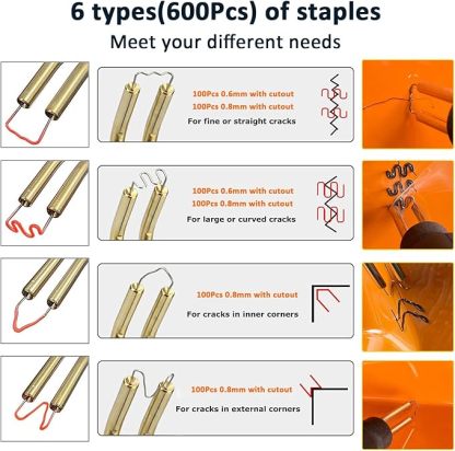 160W Kunststoff Schweißgerät Auto Stoßstange Reparaturset 800PCS 6 Arten Klammern,Hot Hefter Kunststoff Schweißer Reparatur Set,Kunststoff Schweiß Reparatur,Flach/Außenecke/Innenecke/Wellenklammern