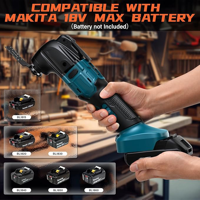 Oszillationswerkzeug Akku, Multifunktionswerkzeug für Makita 18V Akku, 6 Einstellbare Geschwindigkeiten Multitool, Multimaster zum Entfernen, Schaben, Schneiden (Ohne Batterie)