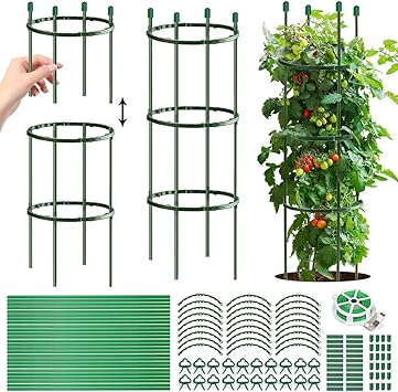 Tomaten Rankhilfe, 141 PCS Gurken Rankhilfe Mit Verstellbarer Höhe, Tomatenkäfig, Pflanzenstütze, Tomatenturm, Gurkenturm Rankhilfe, Rankgitter für Tomaten, Gurken,Blumen,Pflanzen,Garten