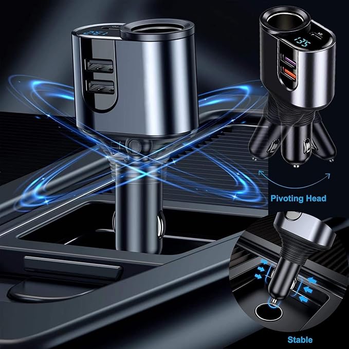 5 in 1 Auto Ladegerät [PD3.0 &100W DUAL QC3.0] Zigarettenanzünder USB Verteiler 12V 24V KFZ Ladegerät Schnellladung USB Adapter Steckdose für iPhone16/15, Samsung, Huawei GPS Dash Kamera