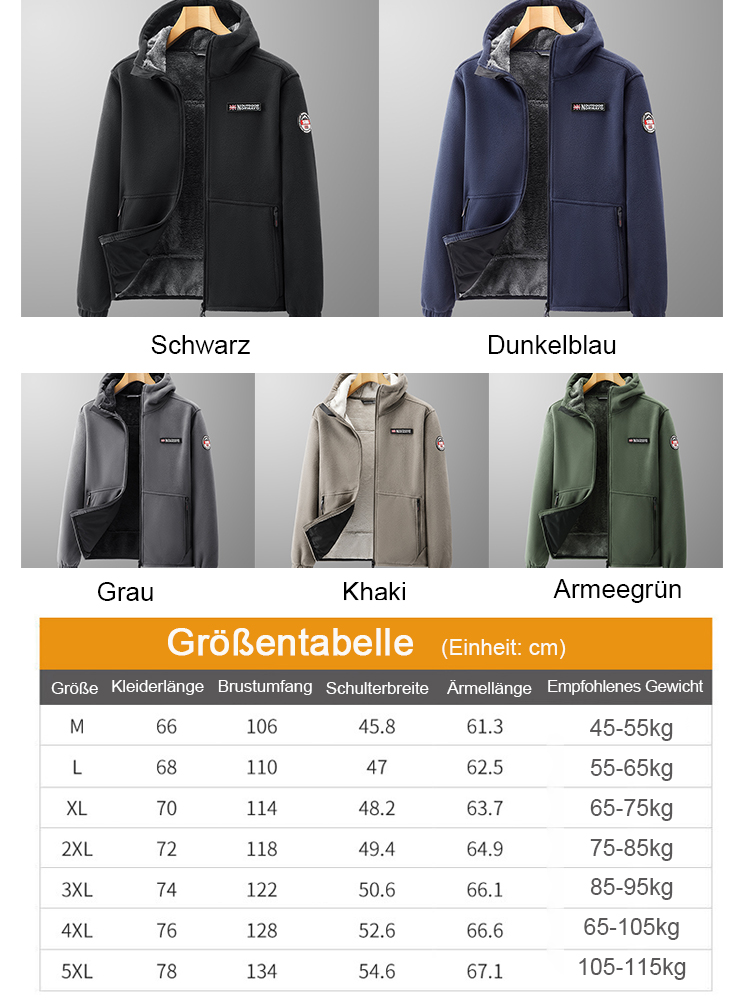 【Neue Herbst-/Winterkollektion der norwegischen Premium-Outdoor-Marke】Doppelseitige Fleecejacke mit Kapuze✨Der zweite Artikel kostet nur 26 €!