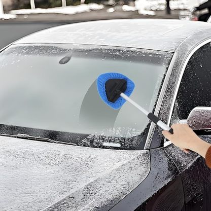 BUCOMTU Windschutzscheiben Reiniger, Autofensterreiniger, Windschutzscheiben Reinigungswerkzeug, 180 Grad schwenkbar und einziehbar, mit 6 Mikrofaserpads und Klimaanlagenbürste