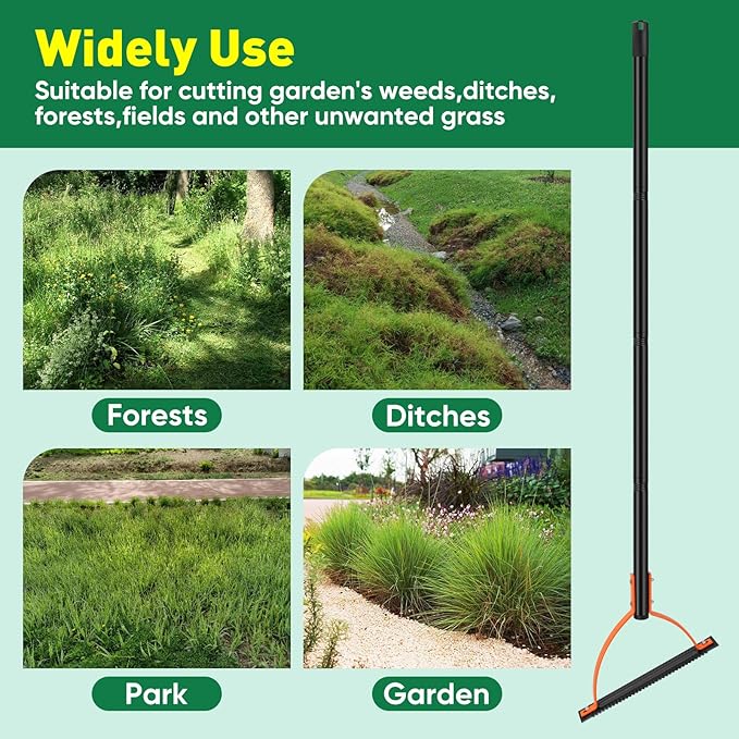 BlumWay 152.4cm Unkrautgrasschneider mit gezackter zweischneidiger scharfer Klinge, manuelles Unkrautvernichter, Graspeitsche, Handwerkzeug, Handgerät, Unkrautvernichter für überwucherte Unkraut