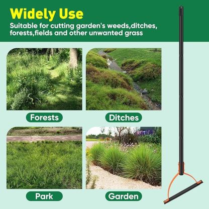 BlumWay 152.4cm Unkrautgrasschneider mit gezackter zweischneidiger scharfer Klinge, manuelles Unkrautvernichter, Graspeitsche, Handwerkzeug, Handgerät, Unkrautvernichter für überwucherte Unkraut