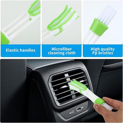 BUCOMTU Windschutzscheiben Reiniger, Autofensterreiniger, Windschutzscheiben Reinigungswerkzeug, 180 Grad schwenkbar und einziehbar, mit 6 Mikrofaserpads und Klimaanlagenbürste