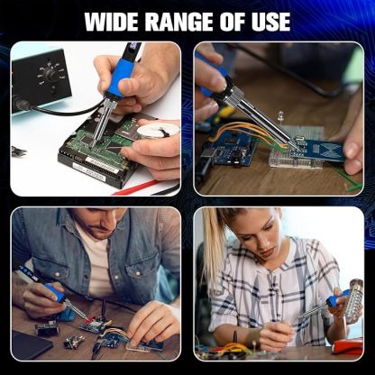 Lötkolben-Set mit LCD-Anzeige, 100W LED-Display einstellbare Temperatur, Lötkolben mit automatischem Schlafmodus, Lötpistole mit 5 Lötspitzen, Lötzinn, Ständer, Schweißwerkzeug Blau