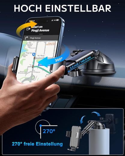 BIPOPIBO Handyhalterung Auto [Super Saugnapf] Handy Halterung Auto Universal Handyhalter Auto 360° Drehbar kfz Handyhalterung Armaturenbrett Handy Halter Auto für iPhone Android Smartphone
