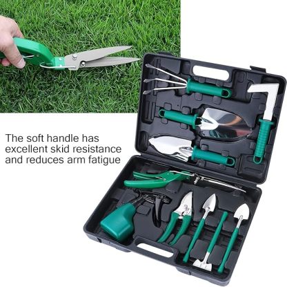 eROOSY Gartenwerkzeug, Gartengeräte Gartenwerkzeug Set aus Edelstahl Gartenarbeit Set mit Koffer, Geschenk für Gartenliebhaber (Grün)
