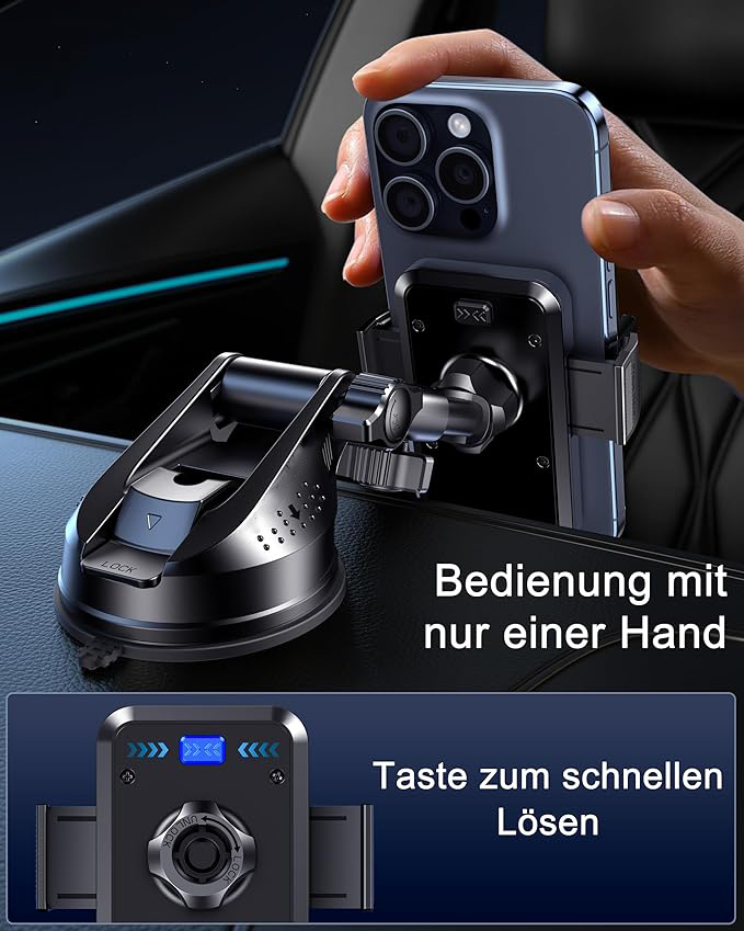 Handyhalterung Auto [Super Saugnapf] Handy Halterung Auto Universal Handyhalter Auto 360° Drehbar kfz Handyhalterung Armaturenbrett Handy Halter Auto für iPhone Android Smartphone