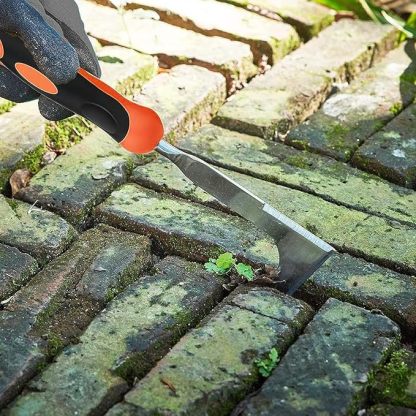 Fugenkratzer Unkrautstecher 2-tlg., Garten Handjätgerät mit Griff, Manueller Weeder Edelstahl mit gezackter Kante für Entfernen von Moos und Unkraut in Plattenfugen