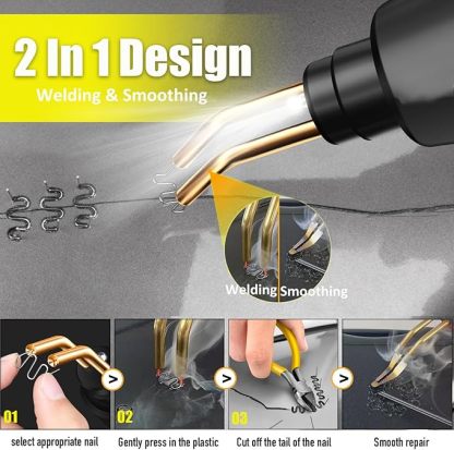 160W Kunststoff Schweißgerät Auto Stoßstange Reparaturset 800PCS 6 Arten Klammern,Hot Hefter Kunststoff Schweißer Reparatur Set,Kunststoff Schweiß Reparatur,Flach/Außenecke/Innenecke/Wellenklammern