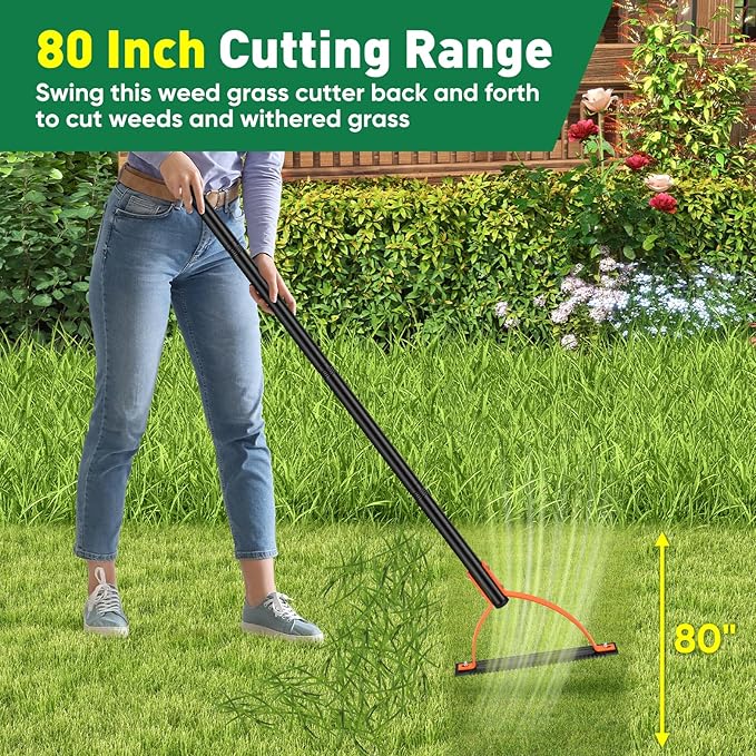 BlumWay 152.4cm Unkrautgrasschneider mit gezackter zweischneidiger scharfer Klinge, manuelles Unkrautvernichter, Graspeitsche, Handwerkzeug, Handgerät, Unkrautvernichter für überwucherte Unkraut