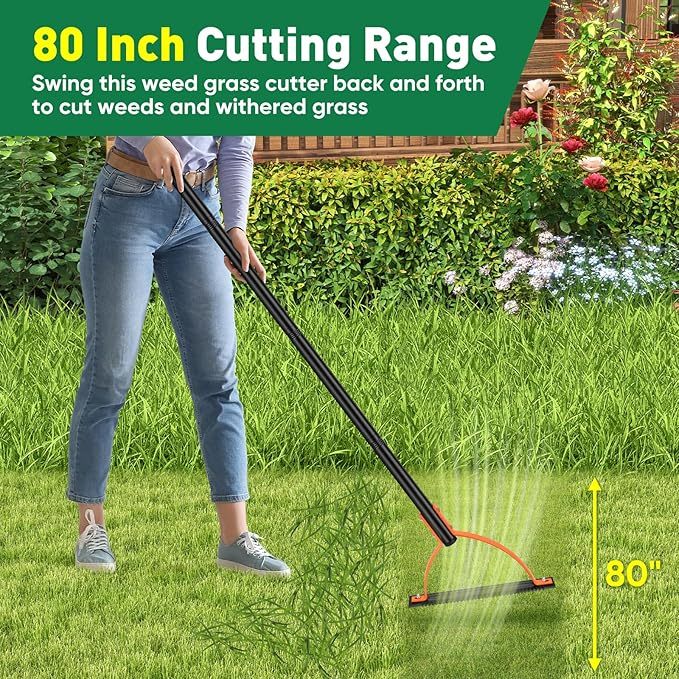 BlumWay 152.4cm Unkrautgrasschneider mit gezackter zweischneidiger scharfer Klinge, manuelles Unkrautvernichter, Graspeitsche, Handwerkzeug, Handgerät, Unkrautvernichter für überwucherte Unkraut