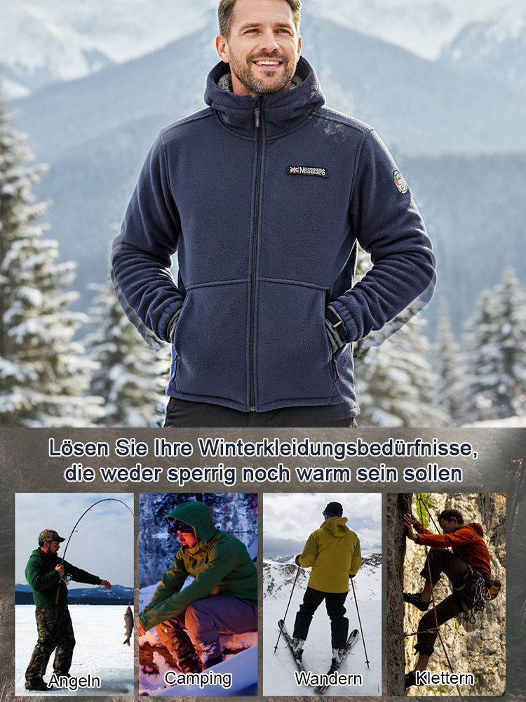 【Neue Herbst-/Winterkollektion der norwegischen Premium-Outdoor-Marke】Doppelseitige Fleecejacke mit Kapuze✨Der zweite Artikel kostet nur 26 €!
