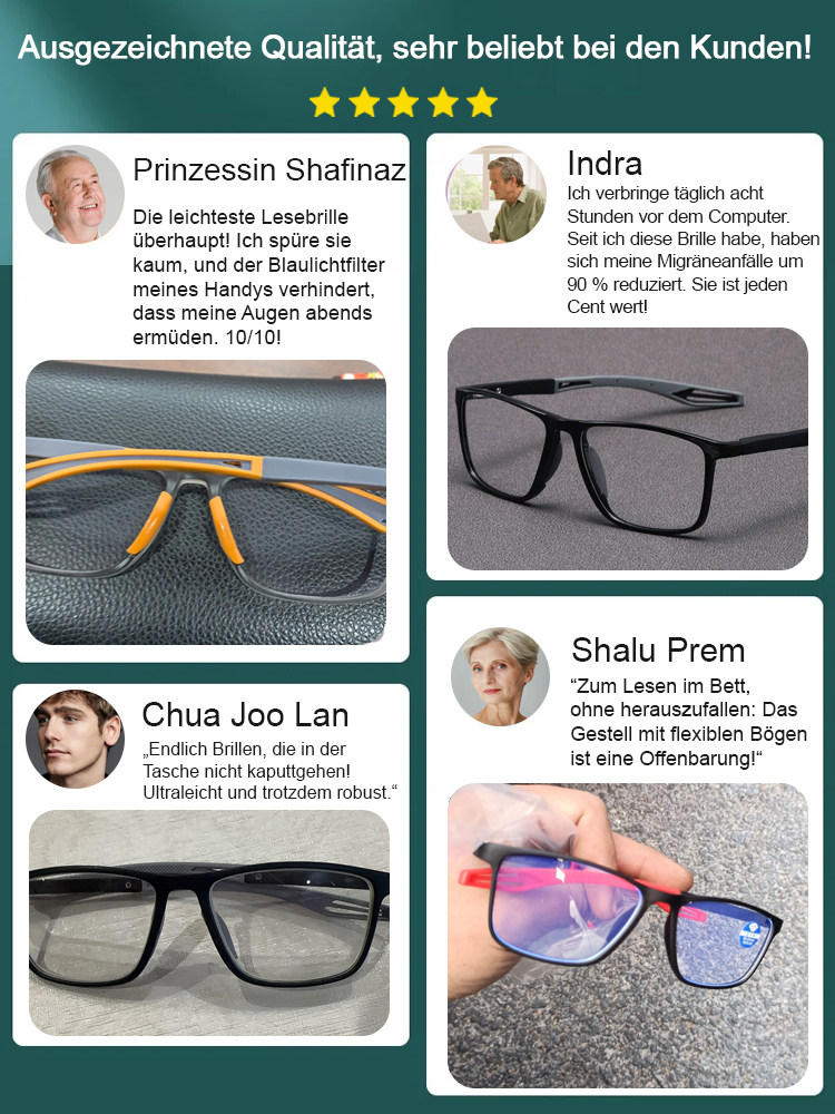 【✨-7,00D~+7,00D Autozoom für Nah- und Fernsicht✨】Ultraleichte und bequeme Brille mit Blaulichtfilter für Menschen mit Presbyopie