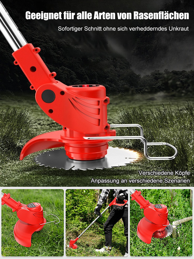 Ultraleichter Akku-Rasentrimmer, 2-in-1 Freischneider & Astsäge! Trimmt 100 m² Rasen in nur 3 Minuten. 