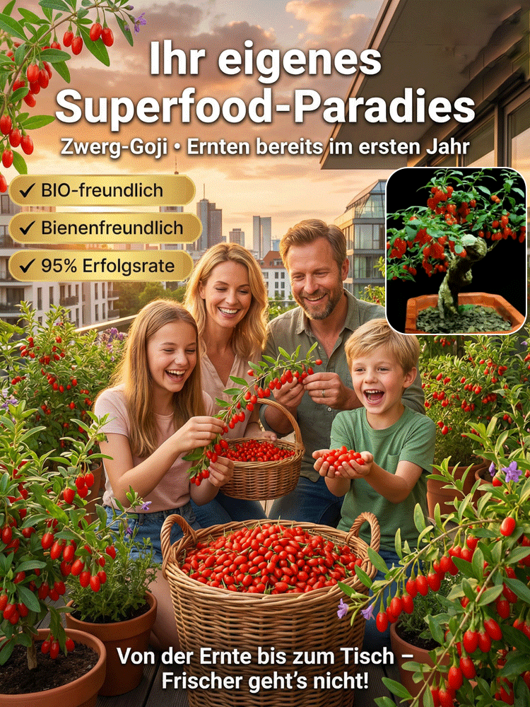 【1 kaufen, 1 gratis – nur noch 2 Stunden】 Kompakte Goji-Beeren im Topf, vorgezogene Jungpflanzen, tragen im ersten Jahr ✨️ Bis zu 30 kg Ertrag pro Jahr, winterhart und pflegeleicht