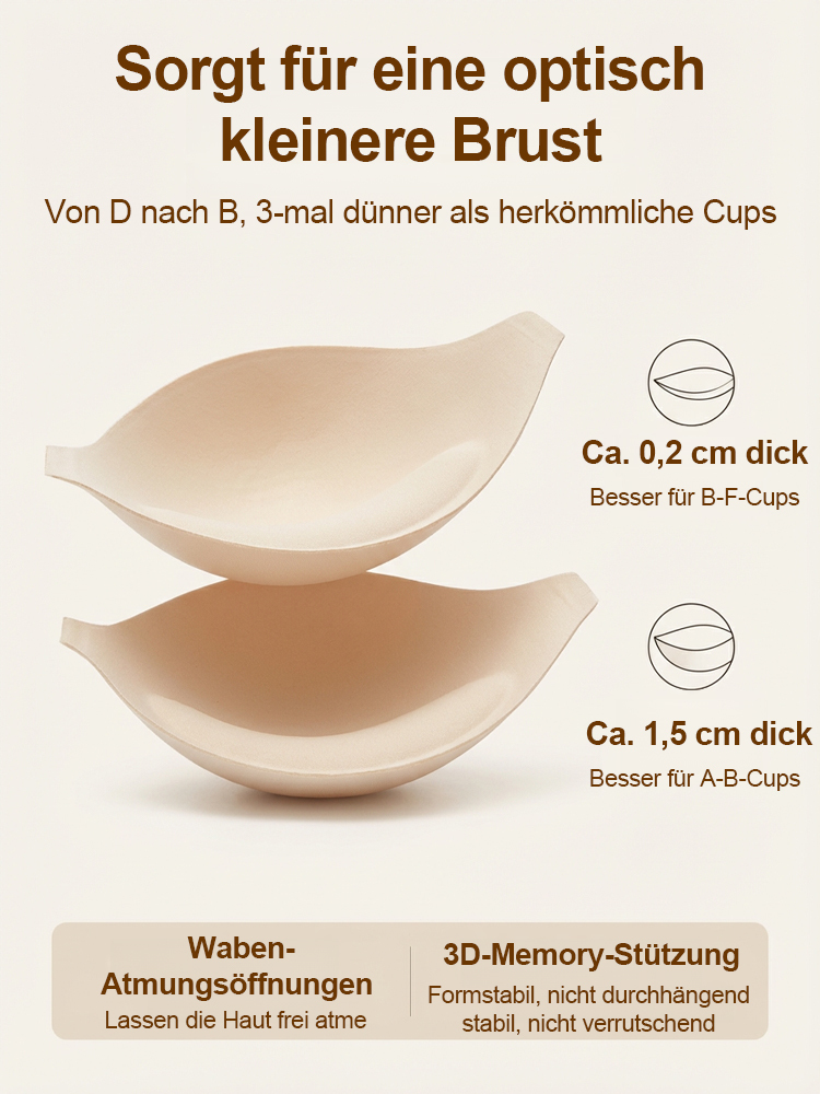 Revolutionärer 3D-Leicht-BH: Lässt optisch zwei Körbchengrößen kleiner wirken – für eine schlanke Silhouette ❤️ Nur 0,2 cm dünn, ganz ohne Bügel, maximaler Komfort
