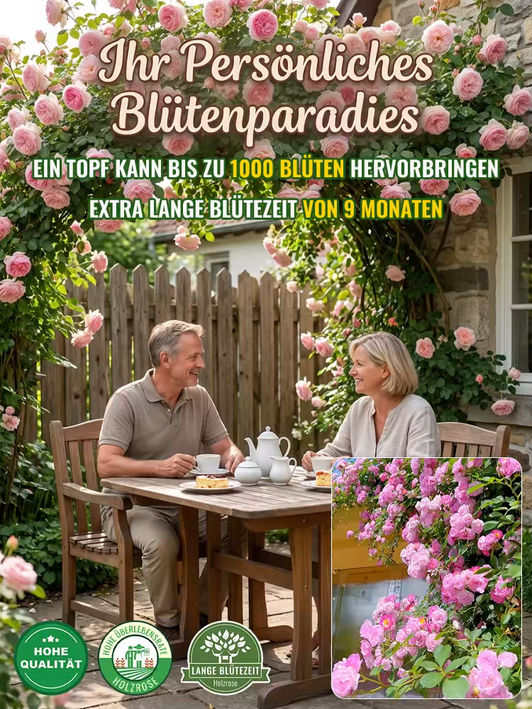 【Geld-zurück-Garantie bei ausbleibender Blüte】Von Hamburger Gartenexperten empfohlen: Natürlicher Zaun mit Kletter-Mokarose – bis zu 300 Tage Blütezeit