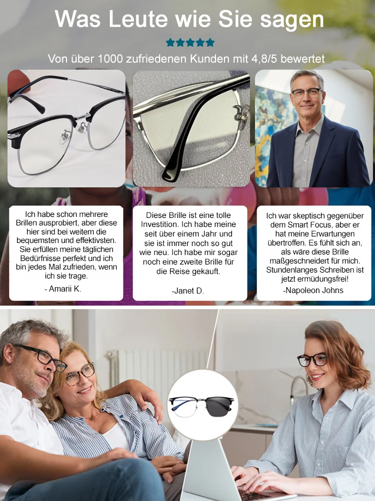【1 Monat kostenlos testen】Intelligente Autofokus-Lesebrille, 0,01 s automatische Schärfeneinstellung – klare Sicht in Nähe und Ferne, kein ständiges Auf- und Absetzen