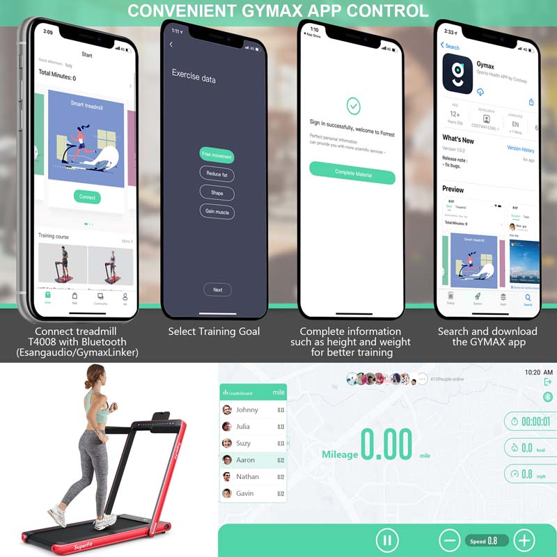 Eletriclife 2-in-1 Electric Folding Treadmill with Dual Display and Smart App Control