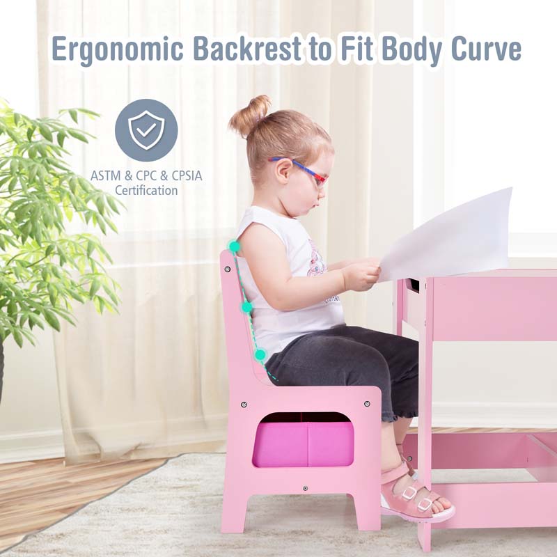 Eletriclife 3-in-1 Wooden Kids Table and Chair Set
