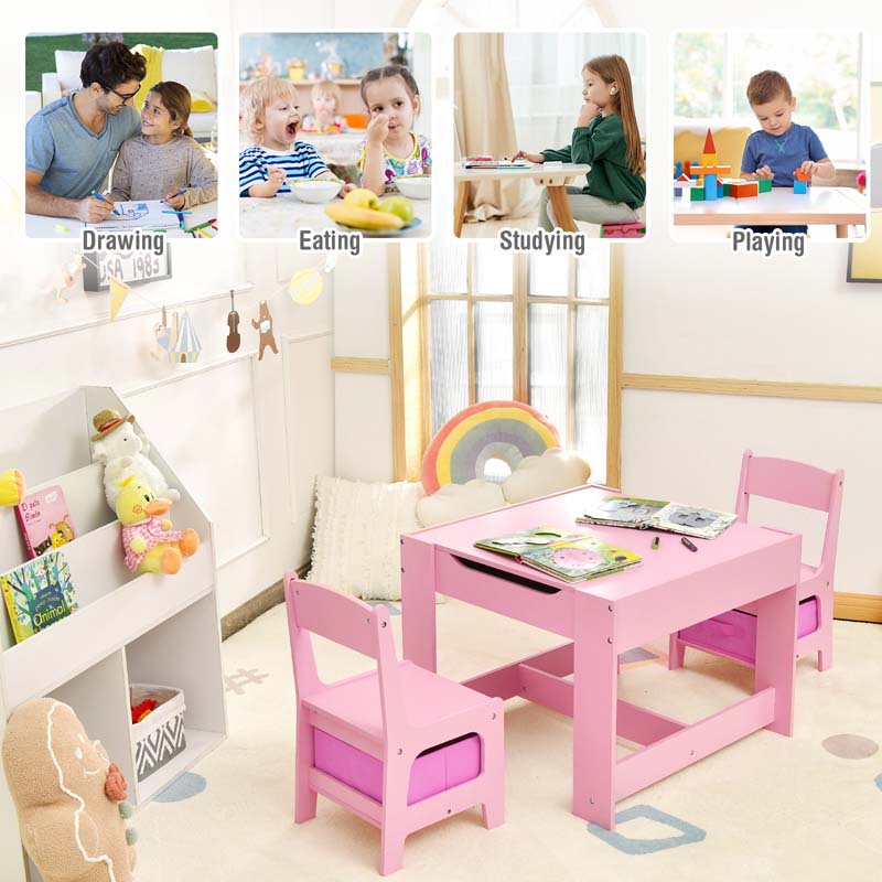 Eletriclife 3-in-1 Wooden Kids Table and Chair Set