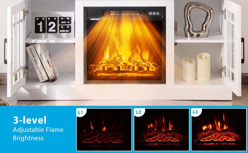 Eletriclife 48 Inch Fireplace TV Stand with 1400W Electric Fireplace for TVs up to 50 Inch