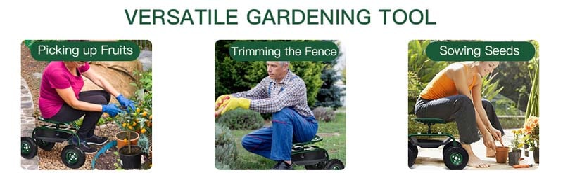 Eletriclife Extendable Handle Garden Cart Rolling Wagon Scooter