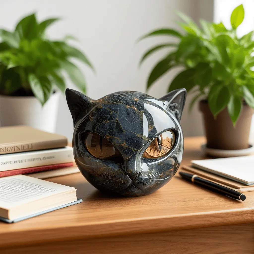 Luxury Black Cat Stone Sculpture – Elegant Home Décor & Gift-Ready Art Piece