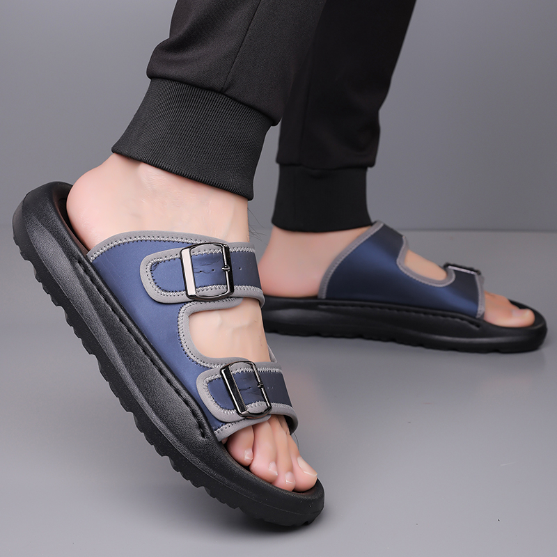 Men's Fashion Calfskin Leather Slippers
