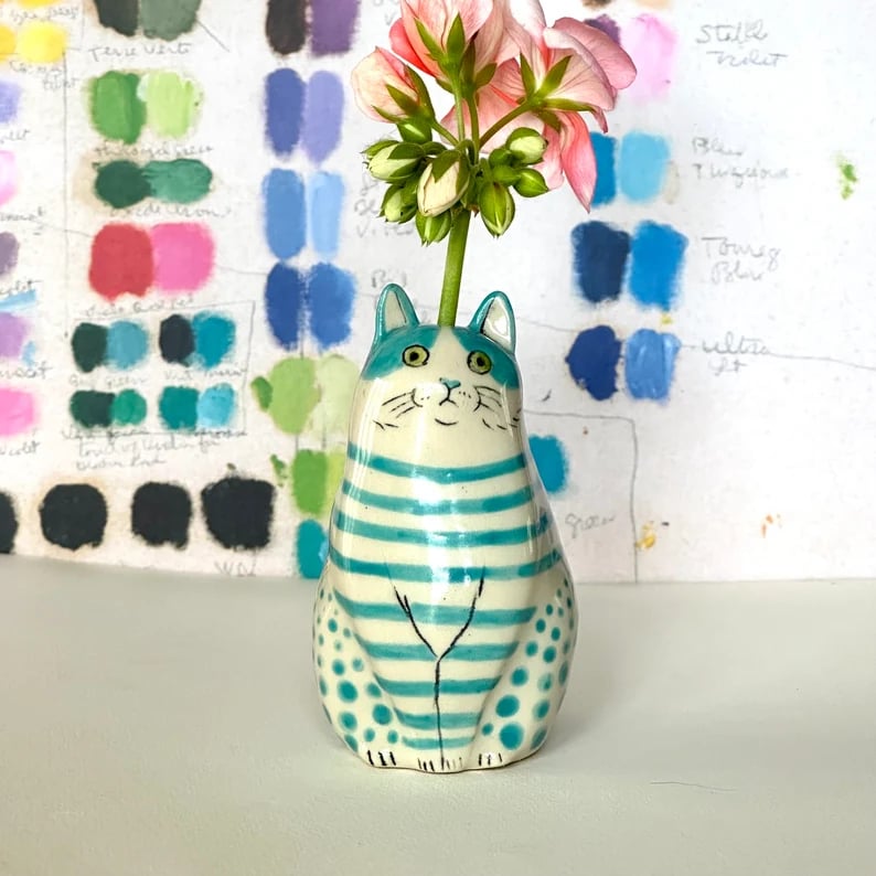 😺Whimsical Hand-Painted Cat Vase Collection
