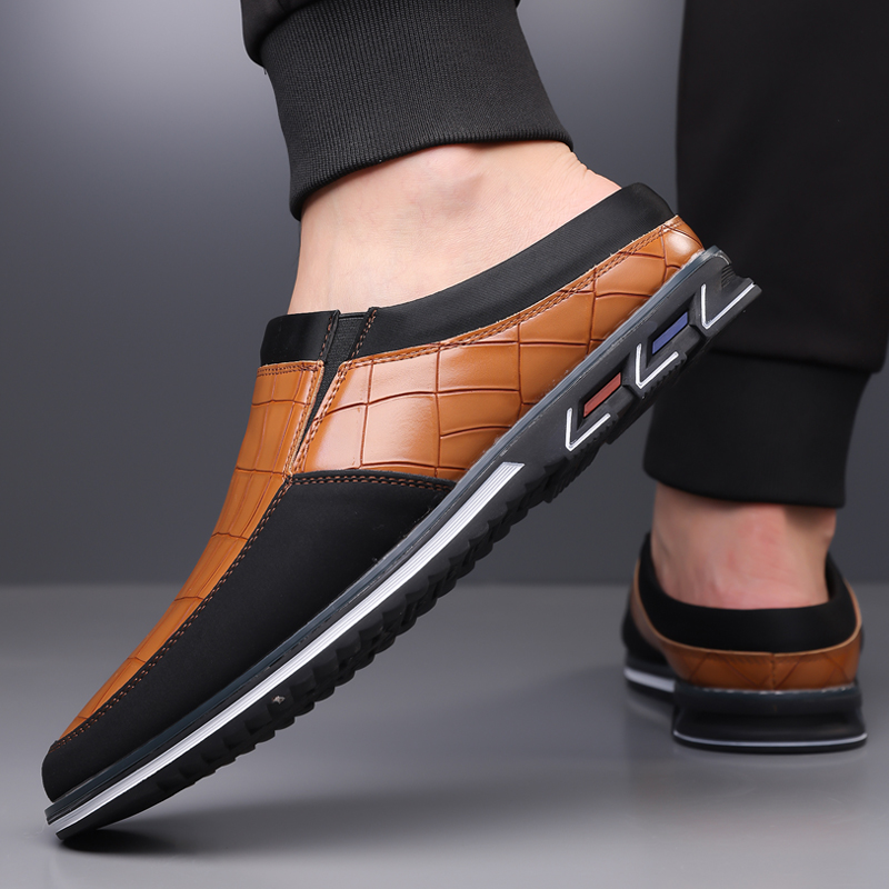 Men's Fashion Calfskin Leather Slippers