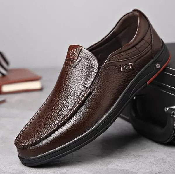 🔥Hot Sale🎁--50% OFF 🎉 Mens Genuine Leather Soft Insole Casual Business Slip On Loafers