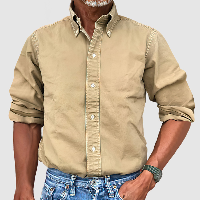 Men's Vintage Premium Washed Long Sleeve Shirt.