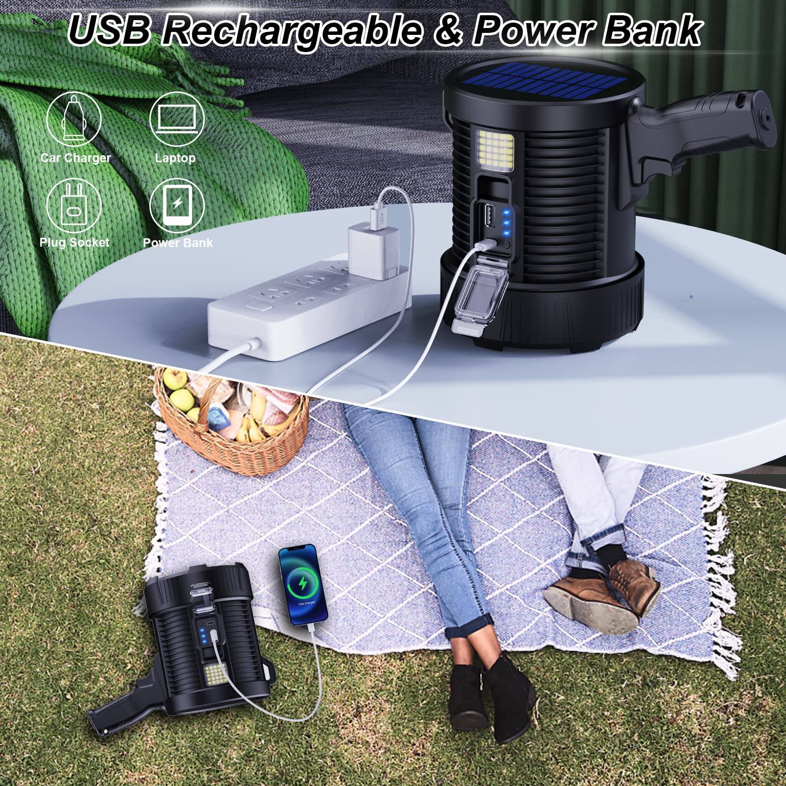 100000 Lumens LED Spotlight Handheld Large Searchlight