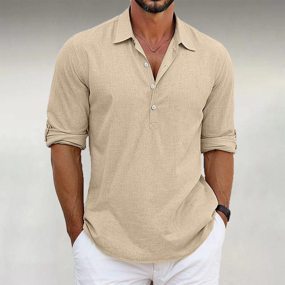 Men's Casual Turndown Collar Buttons Long Sleeve Shirts