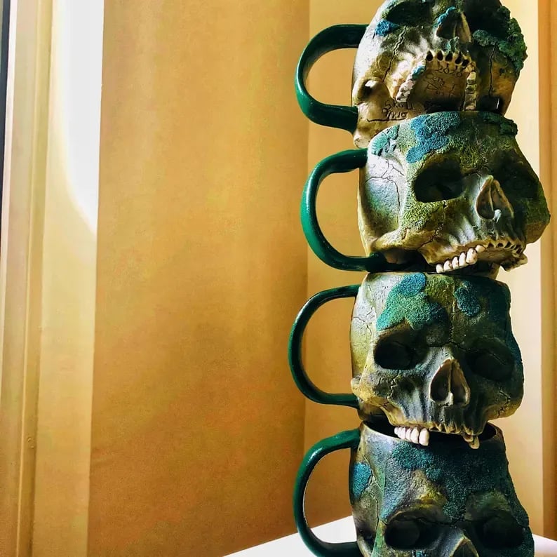 🔥💀Mossy Skull Mug