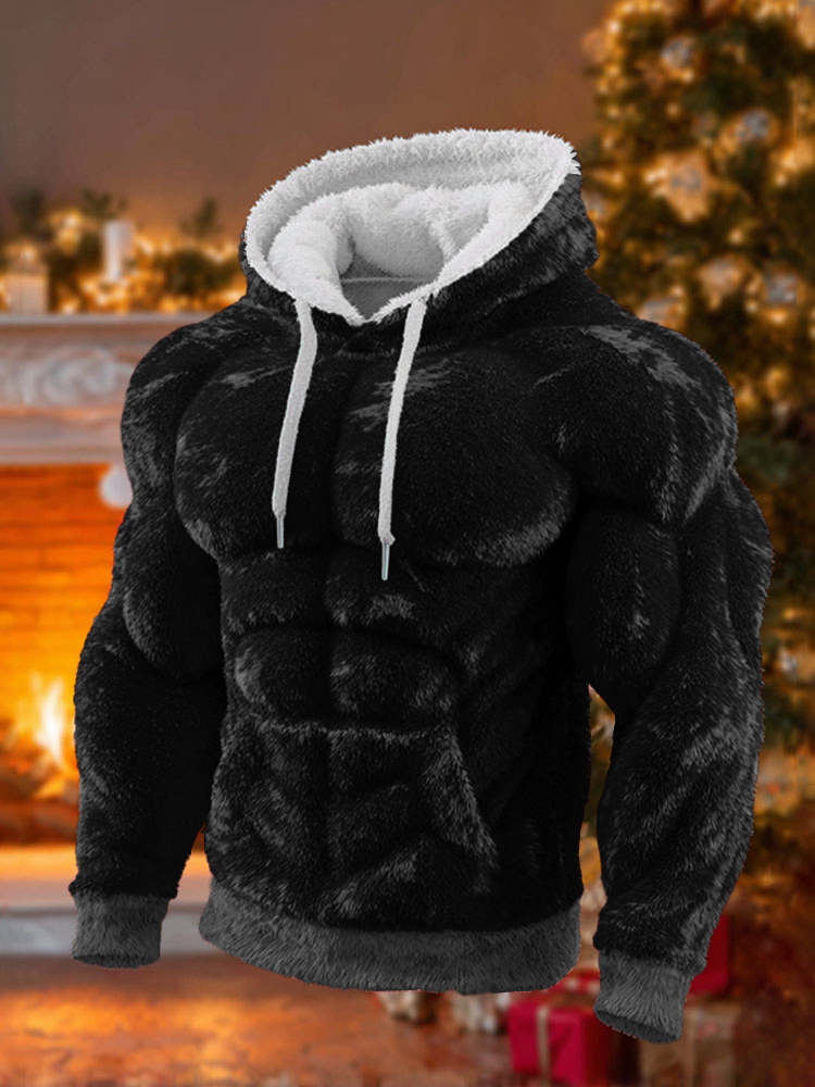 Vintage Christmas Santa Men's Hooded Flannel Sweatshirt