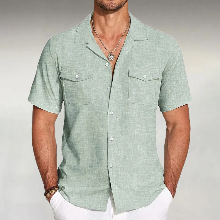 Men's Casual Linen Lapel Button Shirt