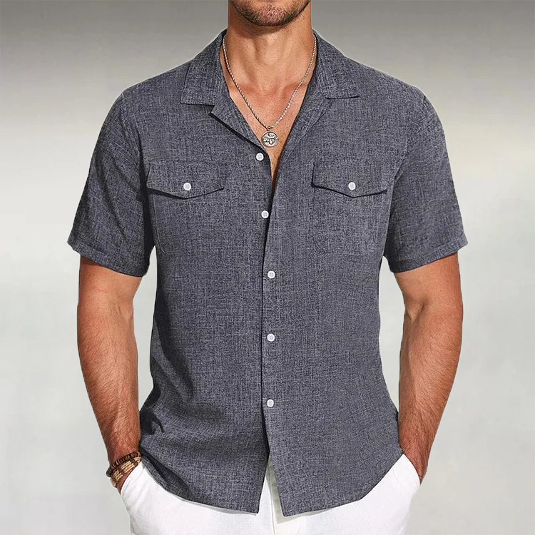Men's Casual Linen Lapel Button Shirt