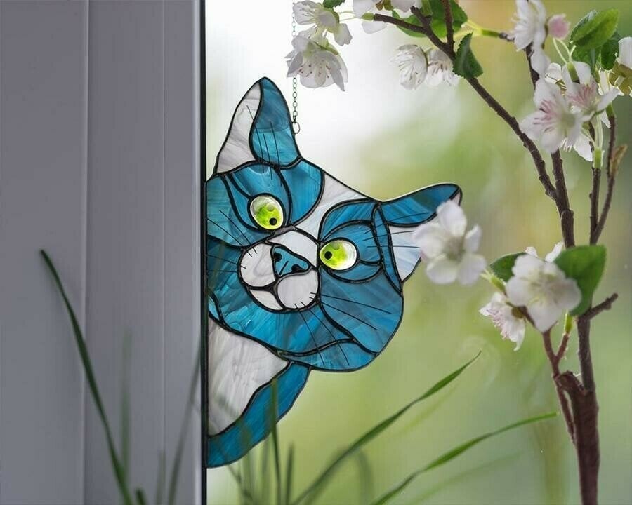 🔥🎁2023-Christmas Hot Sale🎁-😻Handmade Stain Cat Suncatcher For Window
