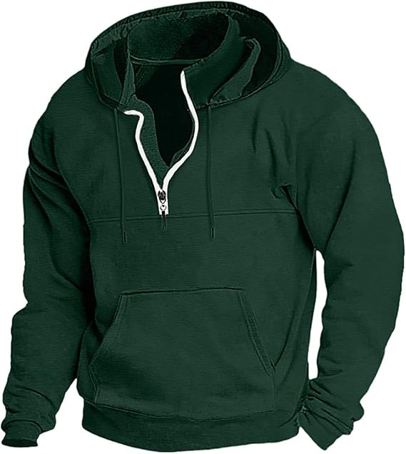 Men's Autumn and Winter Zipper Hoodie Casual Sports with Pocket Sweater Solid Color Loose Long Sleeve Jacket