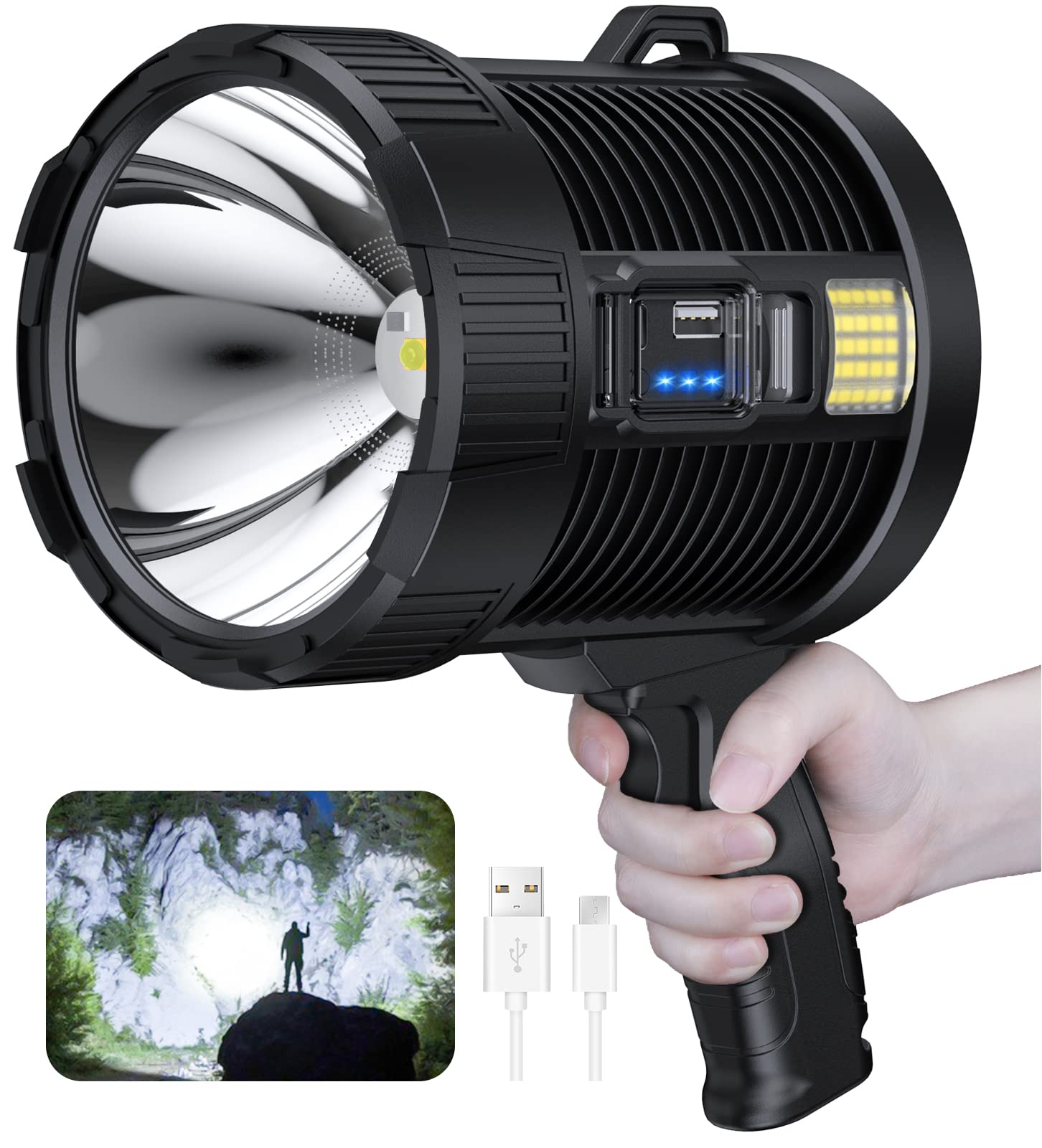 100000 Lumens LED Spotlight Handheld Large Searchlight