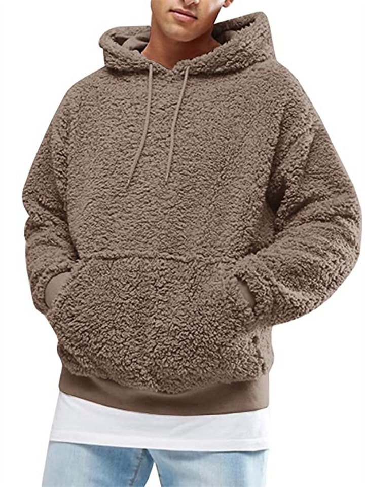 Autumn and Winter Men's Plush Velvet Padded Hooded Men's Sweater