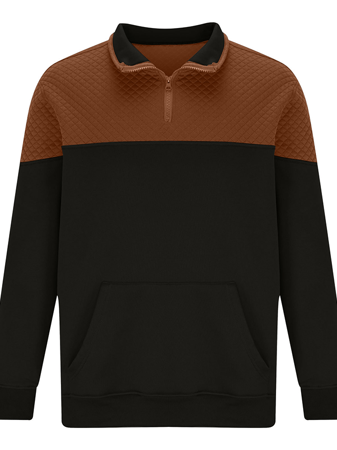 Men's Fashionable Color Block Half Zip Outdoor Casual Sweatshirt