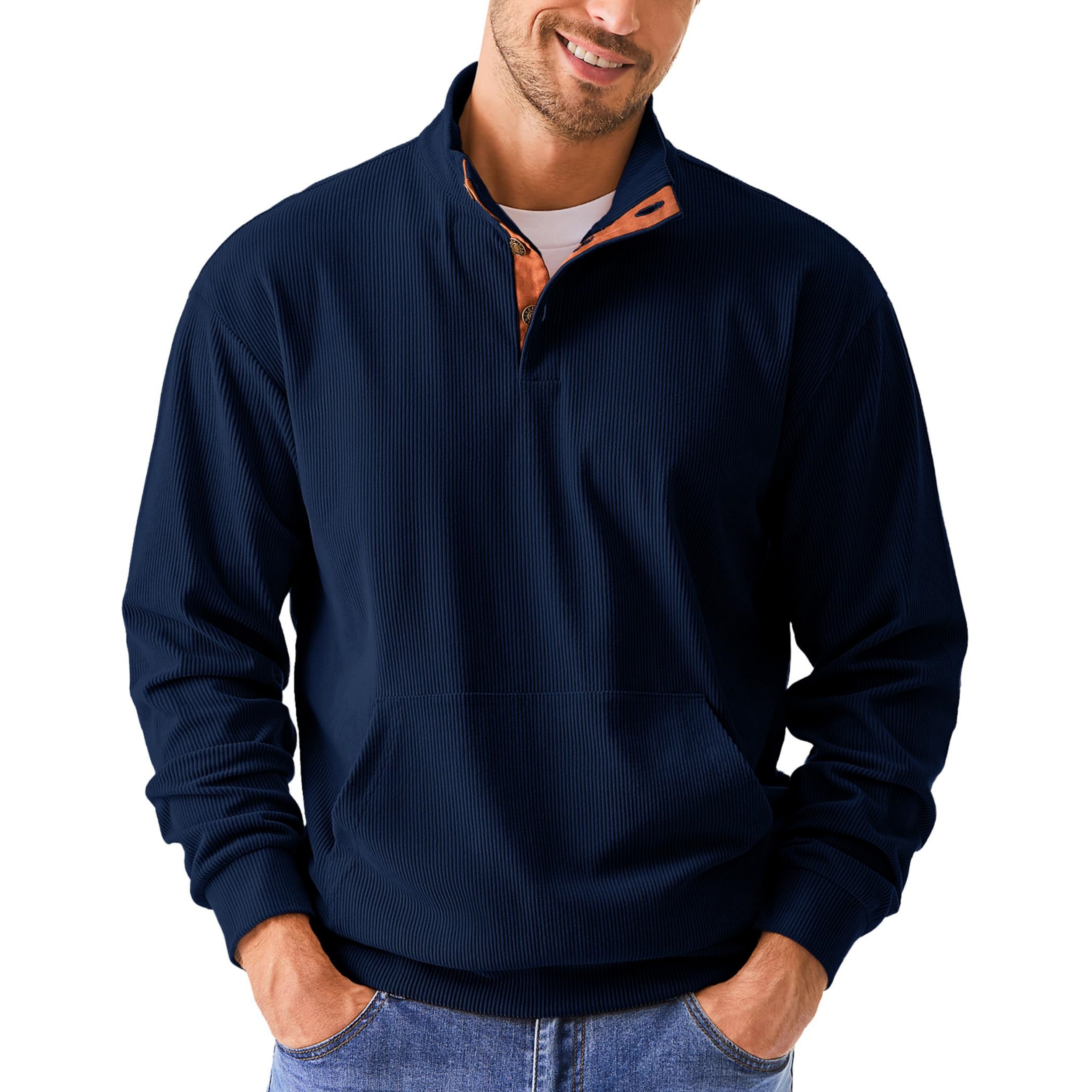 Men's Casual Long Sleeve Stand Collar Pullover Sweatshirts