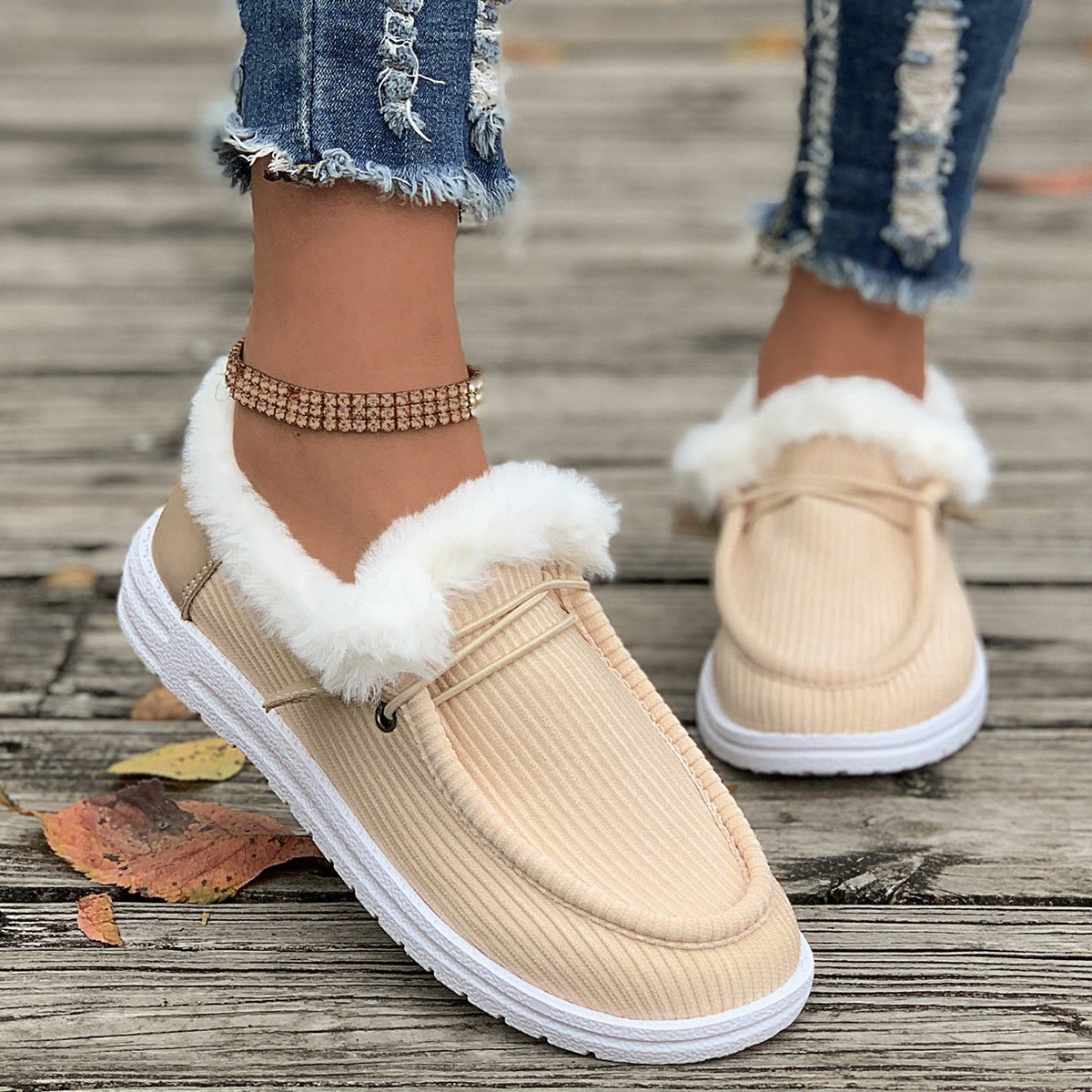 Orthoture's Winter Round-Toe Flats,Breathable Orthopedic Slip On Walking Shoes.
