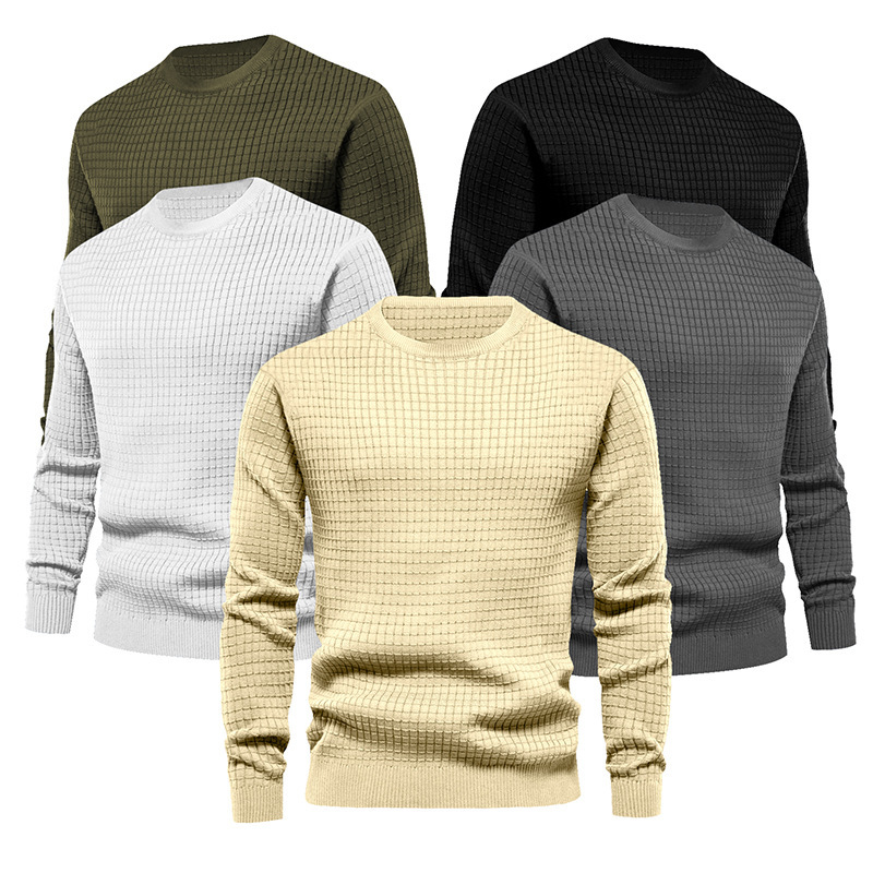 Men's Waffle Long Sleeve Casual Knitted Tops For Men