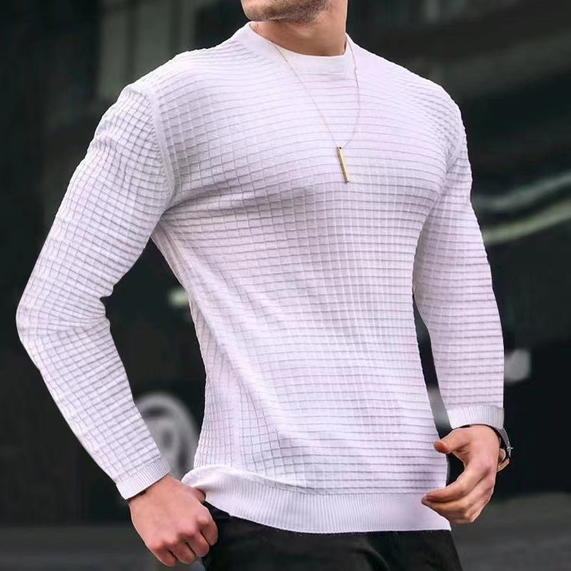 Men's Waffle Long Sleeve Casual Knitted Tops For Men